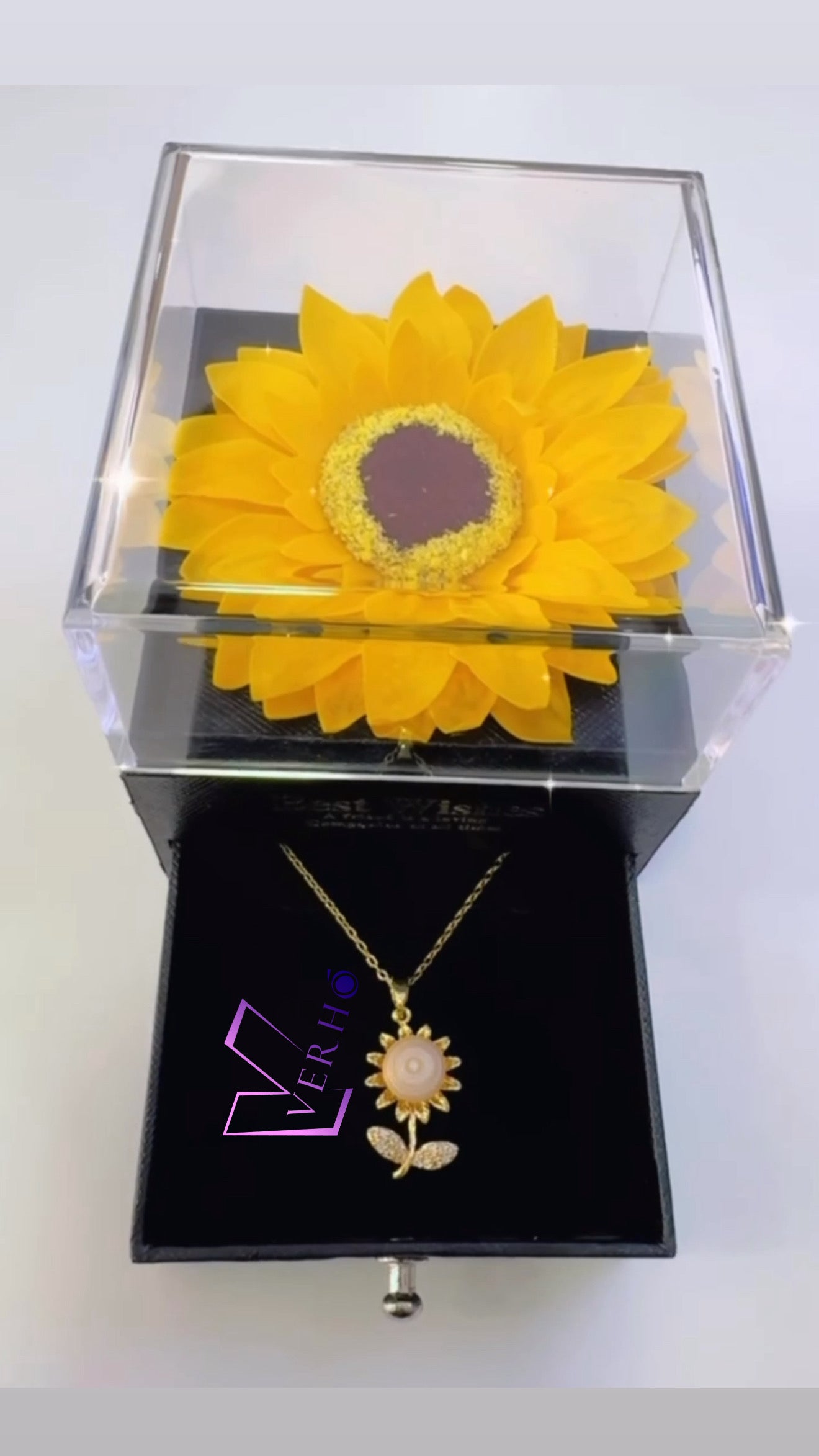 Girasol giratorio dorado y caja de girasol