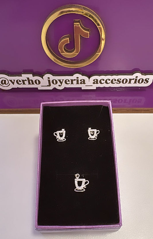 Juego de Aretes y dije “Tea time”
