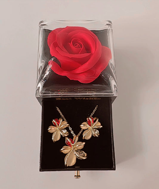 Juego de flor beige y rojo