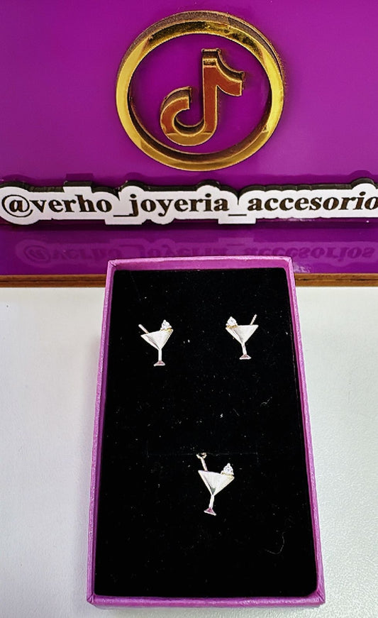 Juego de dije y aretes “Cocktail