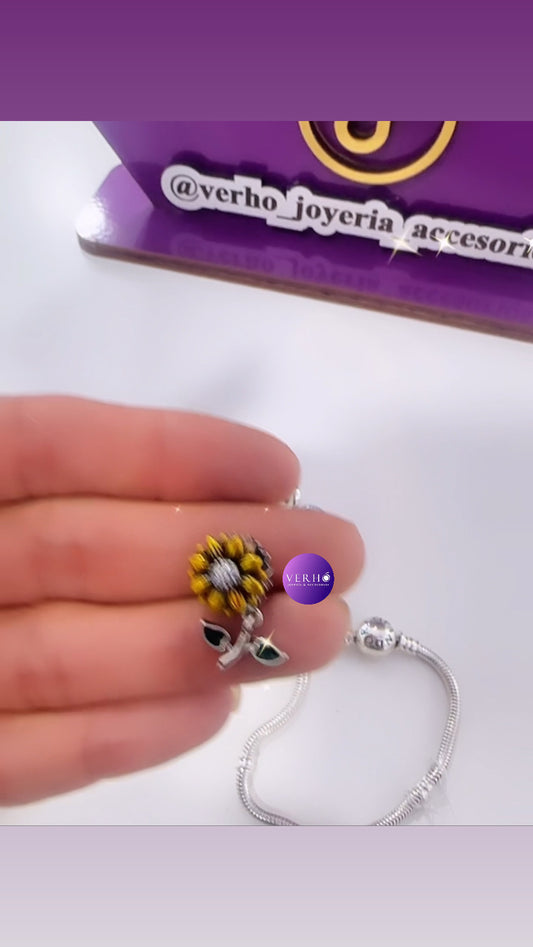 Charm de Girasol de plata
