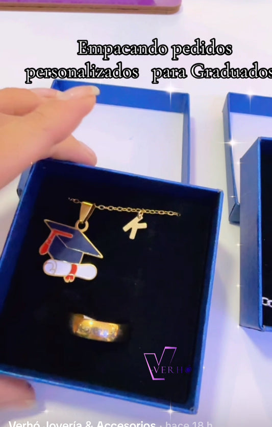 Combo Acero dorado de graduación