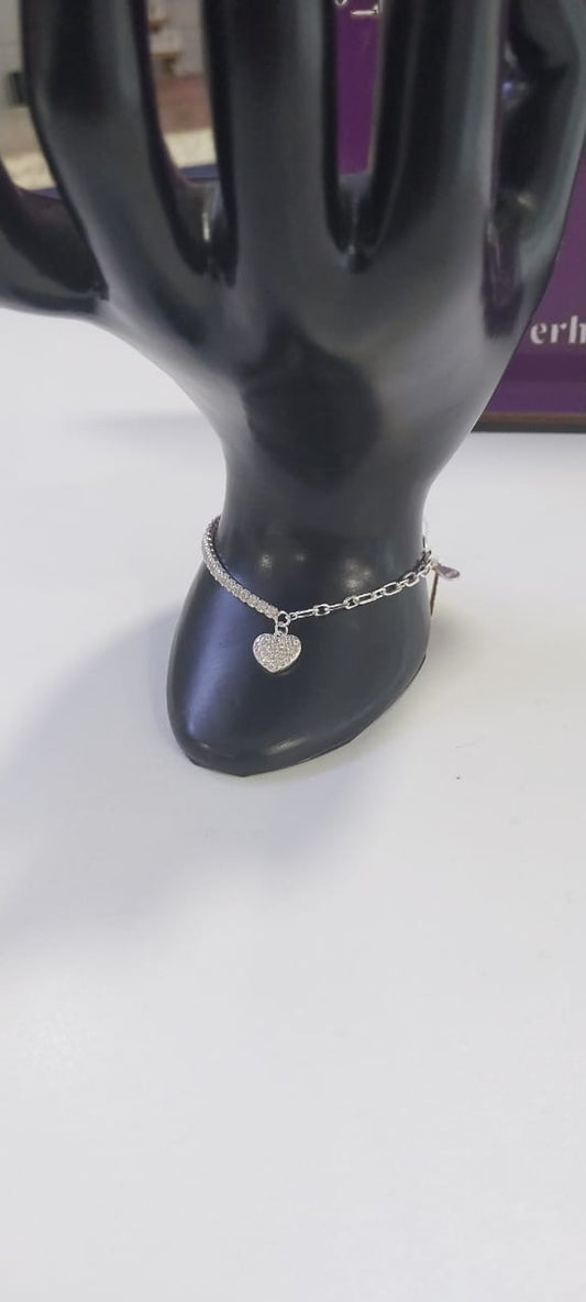 Pulsera corazón de plata